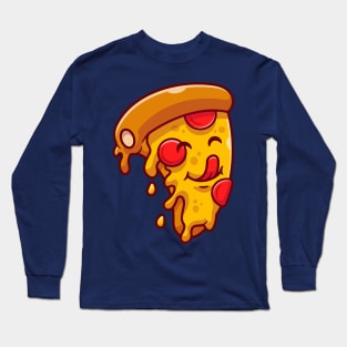 Cute Slice Of Pizza Cartoon Long Sleeve T-Shirt